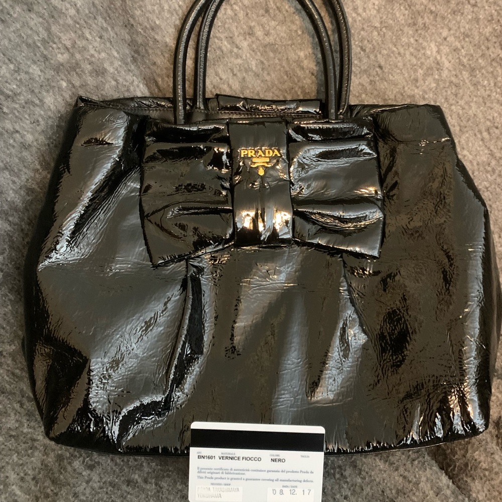 Authentic Prada Patent Leather Bow Bag